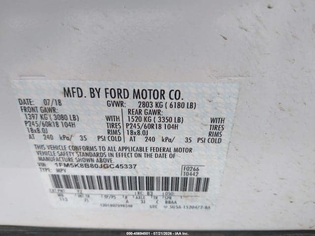 2018 FORD EXPLORER 9