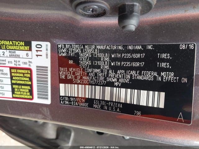 2017 TOYOTA SIENNA LE 8 PASSENGER 9
