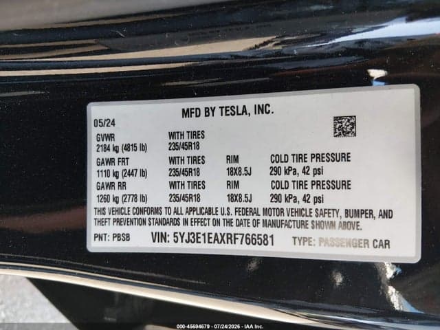 2024 TESLA MODEL 3 LONG RANGE DUAL MOTOR ALL-WHEEL DRIVE/REAR-WHEEL DRIVE 9