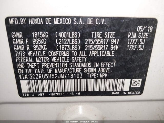 2018 HONDA HR-V EX 9