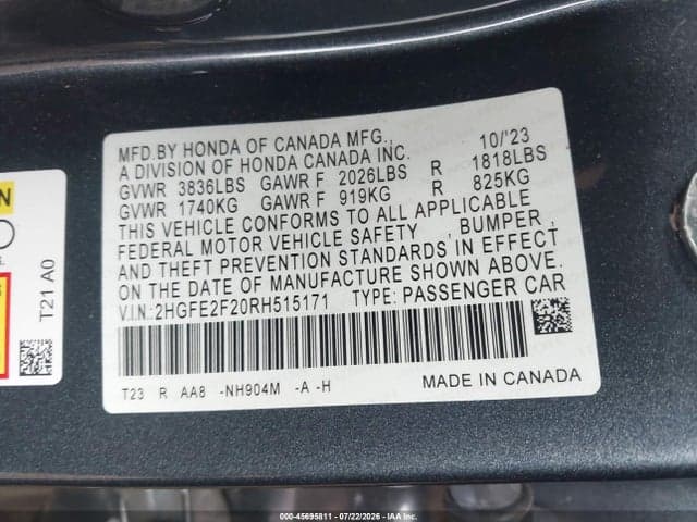 2024 HONDA CIVIC LX 9
