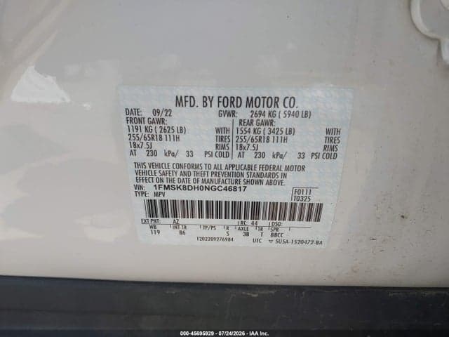 2022 FORD EXPLORER XLT 9