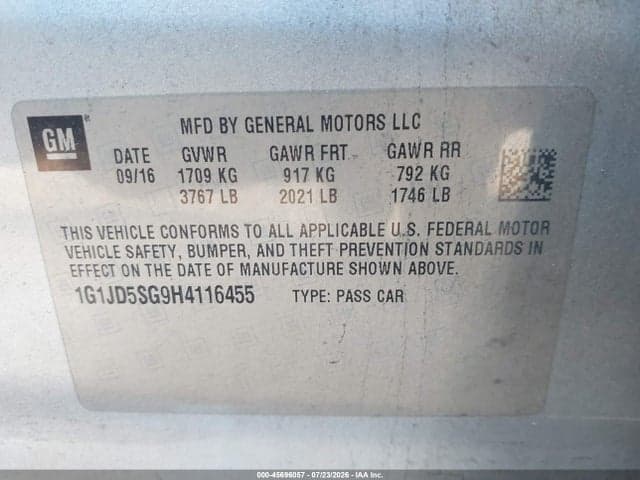 2017 CHEVROLET SONIC LT AUTO 9