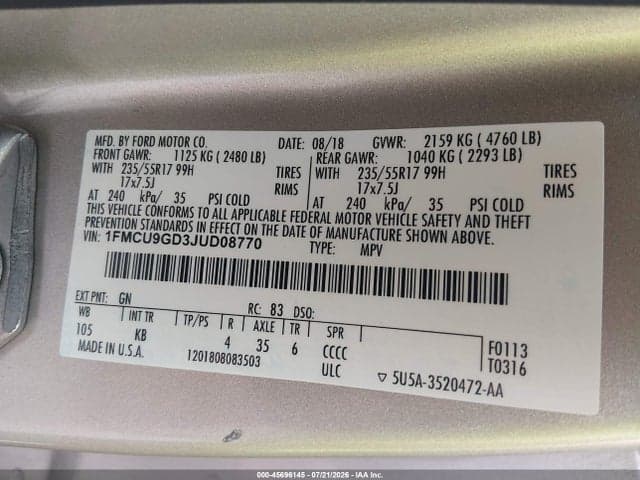 2018 FORD ESCAPE SE 9