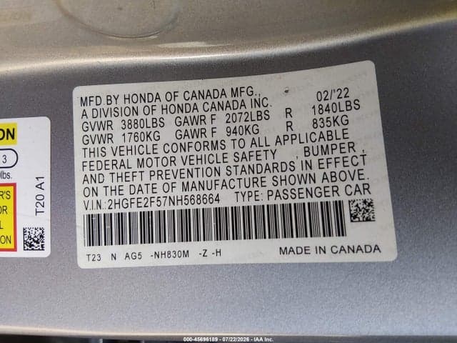 2022 HONDA CIVIC SPORT 9