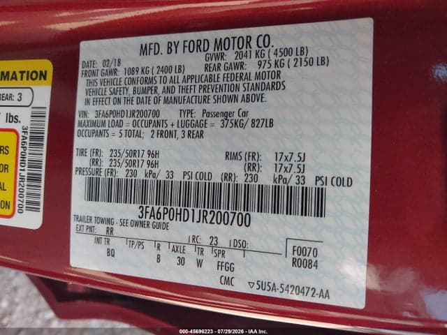 2018 FORD FUSION SE 9