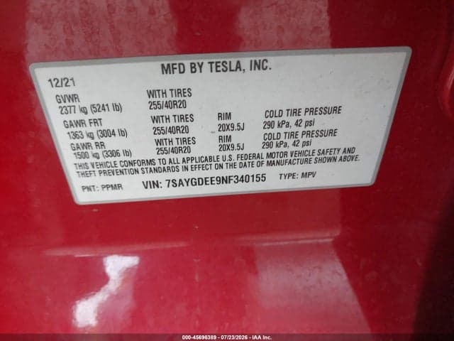 2022 TESLA MODEL Y LONG RANGE DUAL MOTOR ALL-WHEEL DRIVE 9