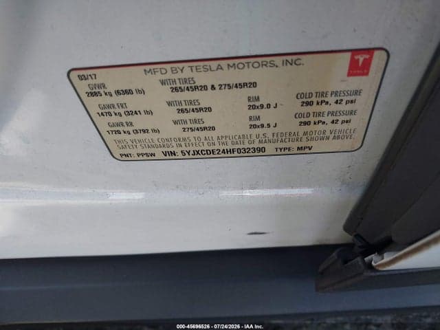 2017 TESLA MODEL X 100D/75D/90D 9