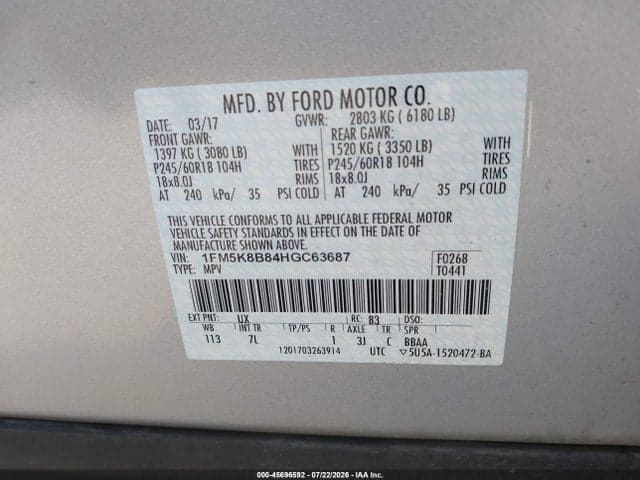 2017 FORD EXPLORER 9