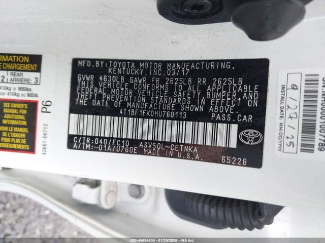 2017 TOYOTA CAMRY LE 9