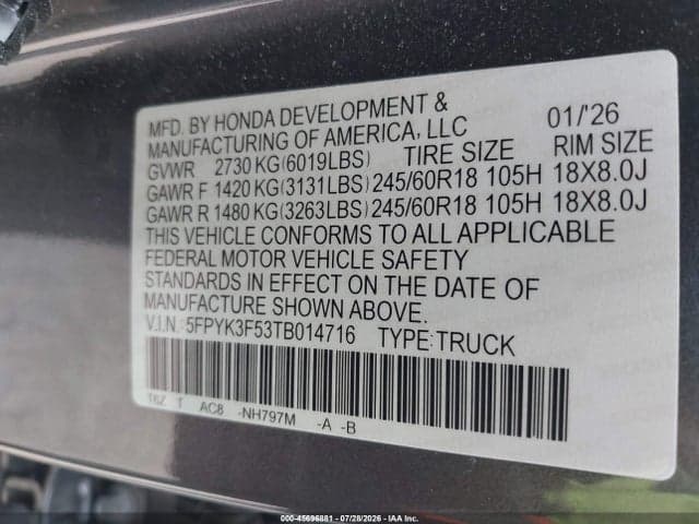 2026 HONDA RIDGELINE RTL 9