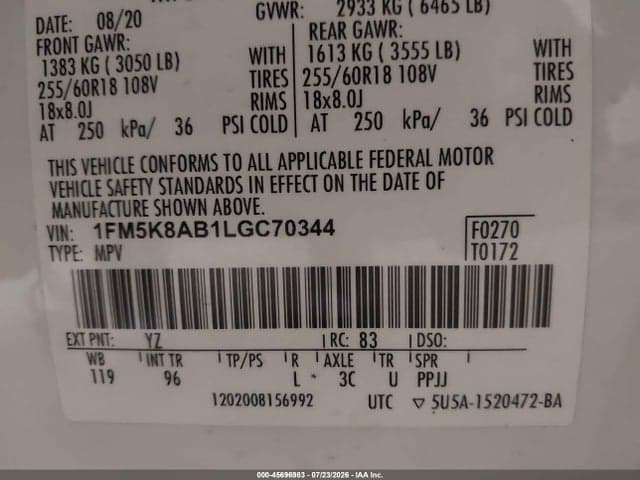 2020 FORD POLICE INTERCEPTOR UTILITY 9