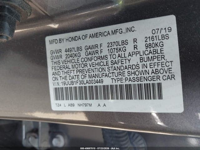 2020 ACURA TLX STANDARD 9