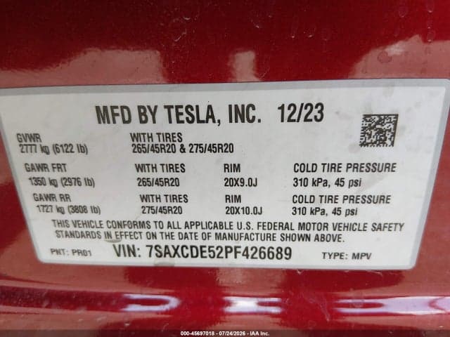 2023 TESLA MODEL X DUAL MOTOR ALL-WHEEL DRIVE/STANDARD RANGE 9