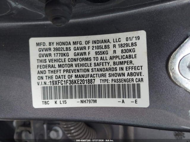 2019 HONDA CIVIC EX 9
