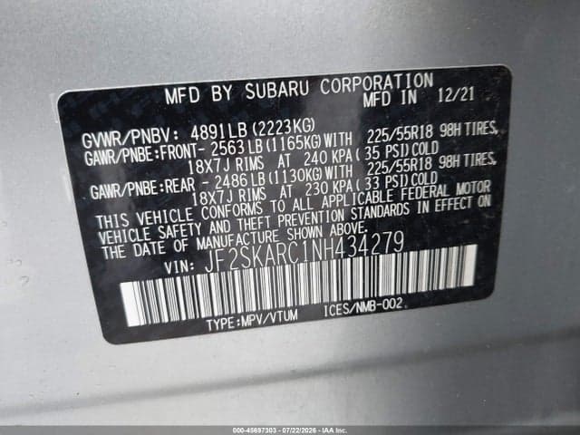 2022 SUBARU FORESTER TOURING 9