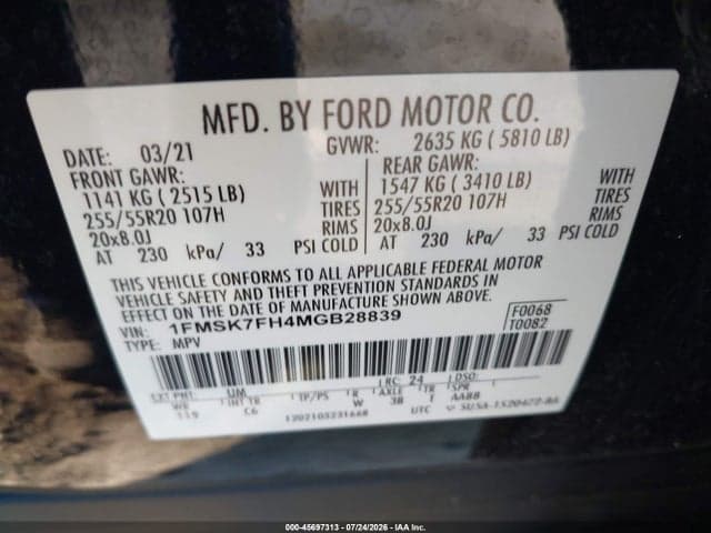 2021 FORD EXPLORER LIMITED 9