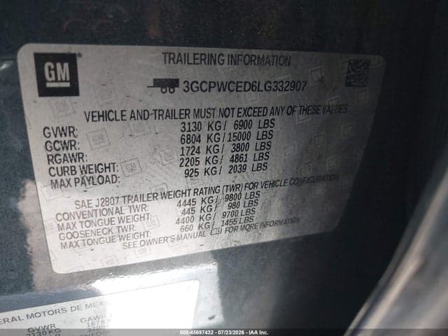 2020 CHEVROLET SILVERADO 1500 2WD SHORT BED LT 9