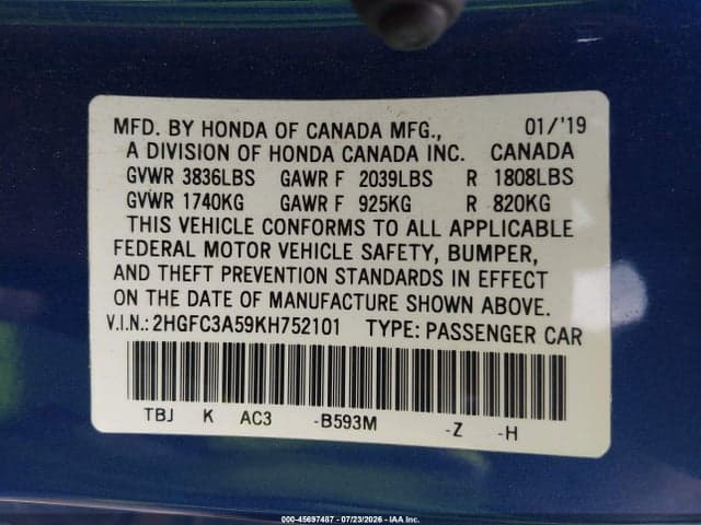 2019 HONDA CIVIC SI 9
