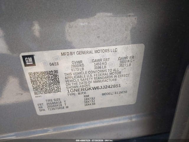 2018 CHEVROLET TRAVERSE LT CLOTH 9