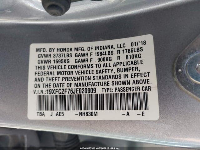 2018 HONDA CIVIC EX 9