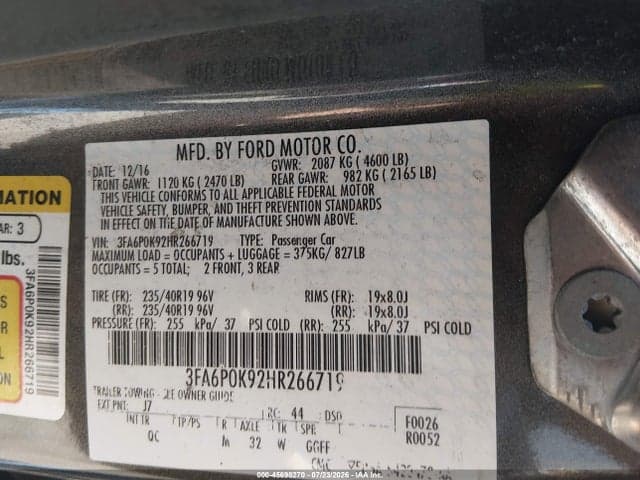 2017 FORD FUSION PLATINUM 9
