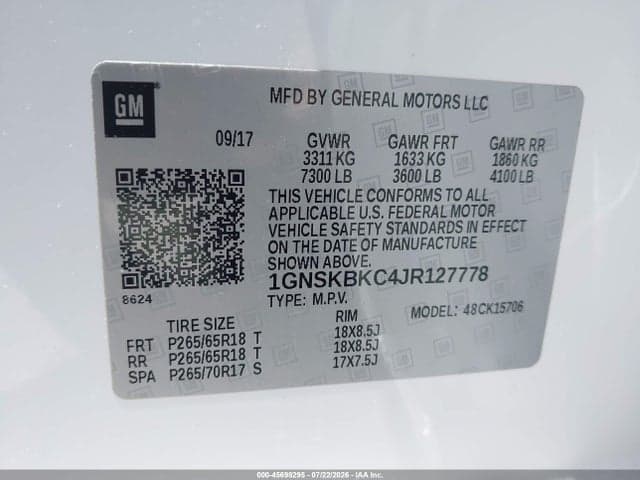 2018 CHEVROLET TAHOE LT 9