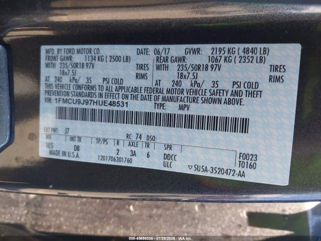 2017 FORD ESCAPE TITANIUM 9