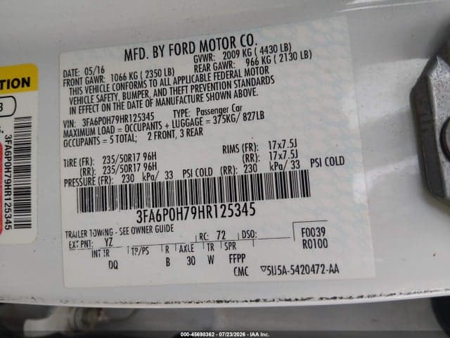 2017 FORD FUSION SE 9