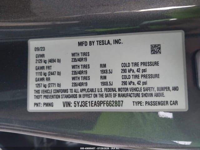 2023 TESLA MODEL 3 REAR-WHEEL DRIVE 9