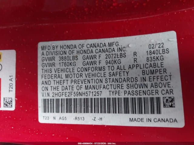 2022 HONDA CIVIC SPORT 9