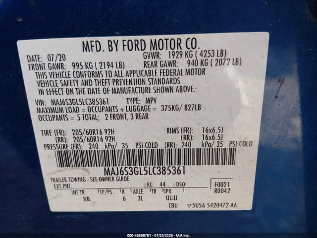 2020 FORD ECOSPORT SE 9
