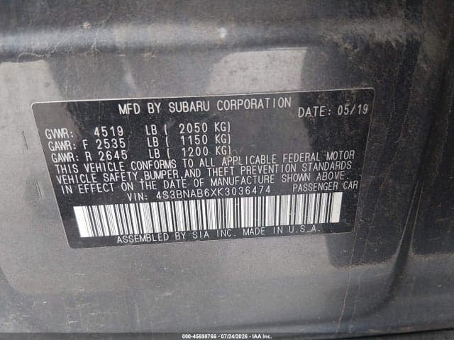 2019 SUBARU LEGACY 2.5I 9
