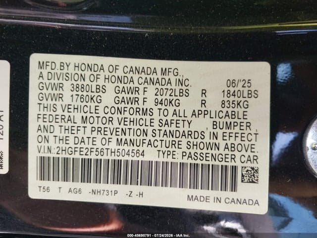 2026 HONDA CIVIC SPORT 9