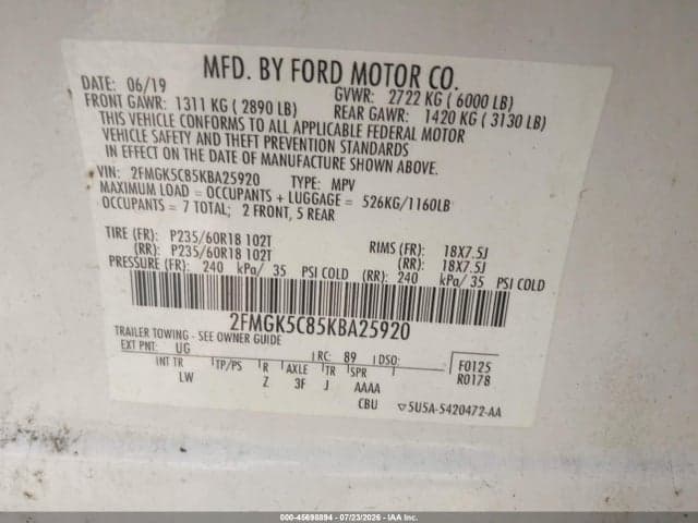 2019 FORD FLEX SEL 9