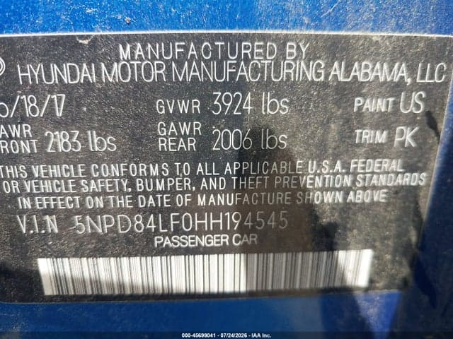 2017 HYUNDAI ELANTRA SE 9