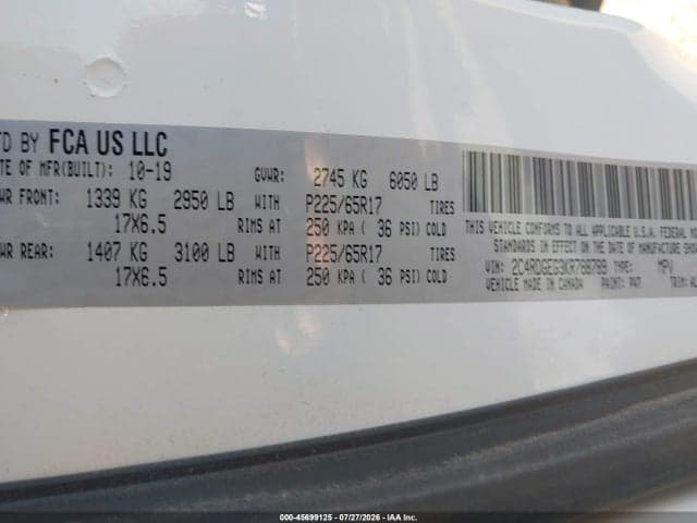 2019 DODGE GRAND CARAVAN GT 9