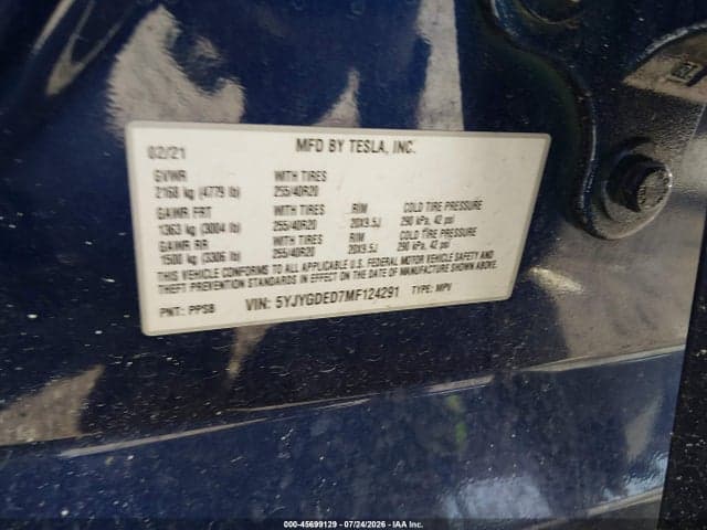 2021 TESLA MODEL Y STANDARD RANGE REAR-WHEEL DRIVE 9
