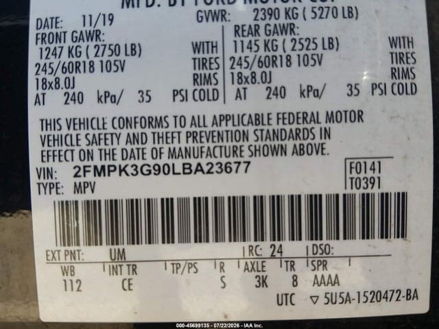 2020 FORD EDGE SE 9