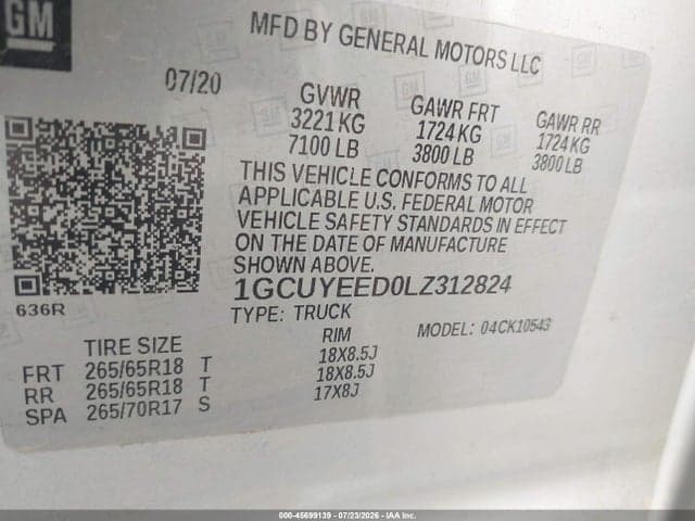 2020 CHEVROLET SILVERADO 1500 4WD SHORT BED RST 9
