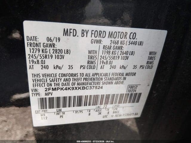 2019 FORD EDGE TITANIUM 9