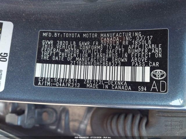 2017 TOYOTA COROLLA LE 9