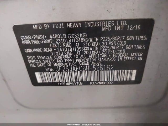 2017 SUBARU FORESTER 2.5I PREMIUM 9