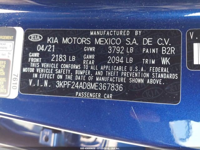 2021 KIA FORTE LXS 9
