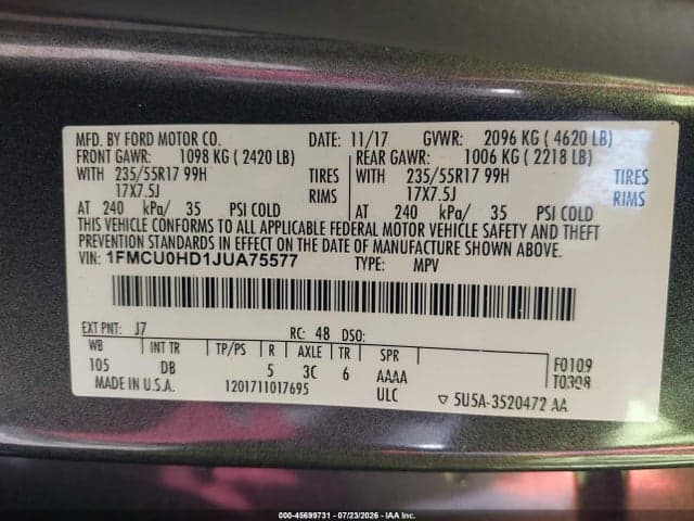 2018 FORD ESCAPE SEL 9