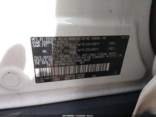 2021 TOYOTA RAV4 LE 9