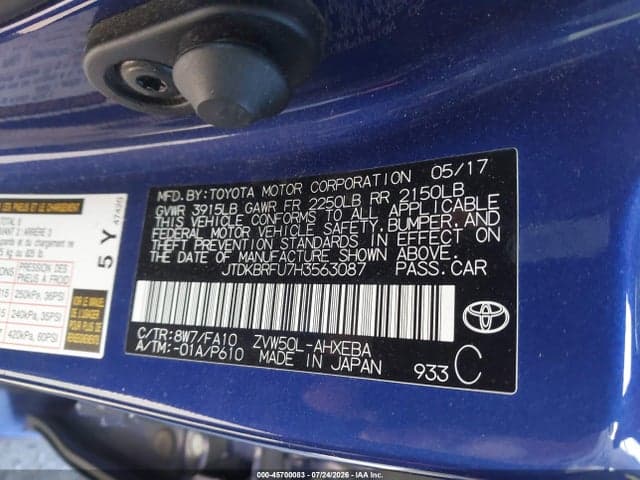 2017 TOYOTA PRIUS TWO 9