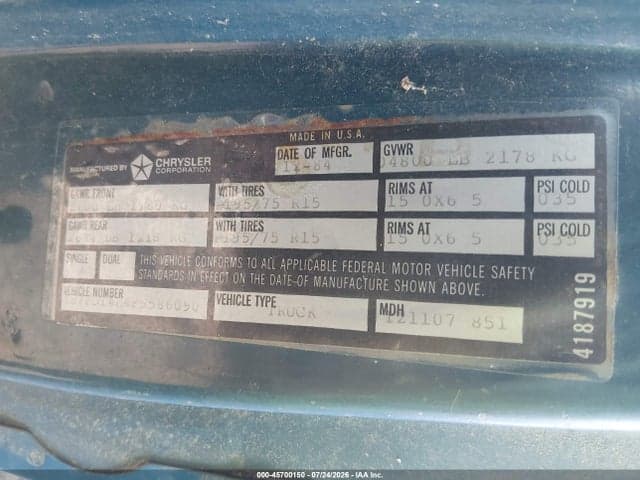 1985 DODGE D-SERIES D100/D150 9
