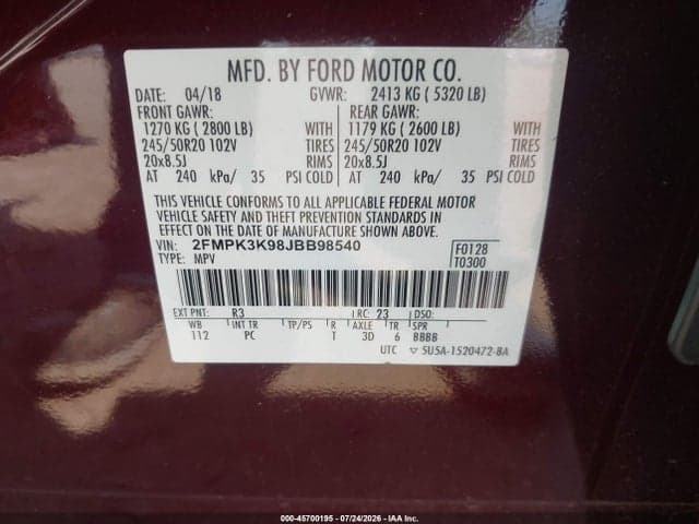 2018 FORD EDGE TITANIUM 9
