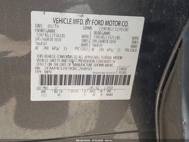 2019 FORD EDGE SEL 9